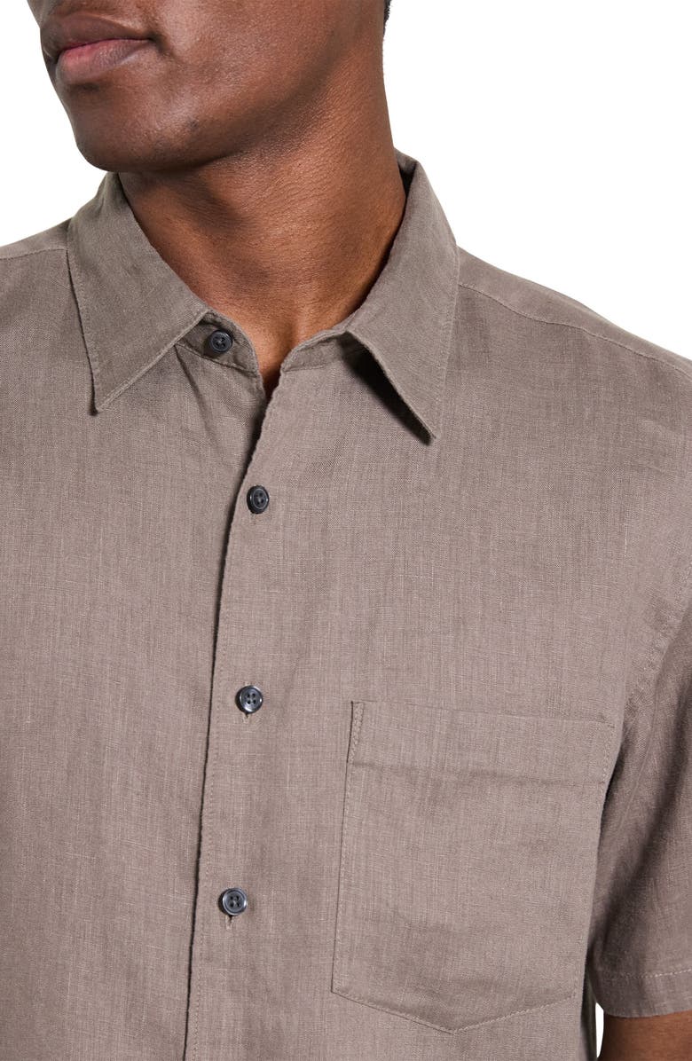 Theory Irving Solid Short Sleeve Linen Button-Up Shirt, Alternate, color, 