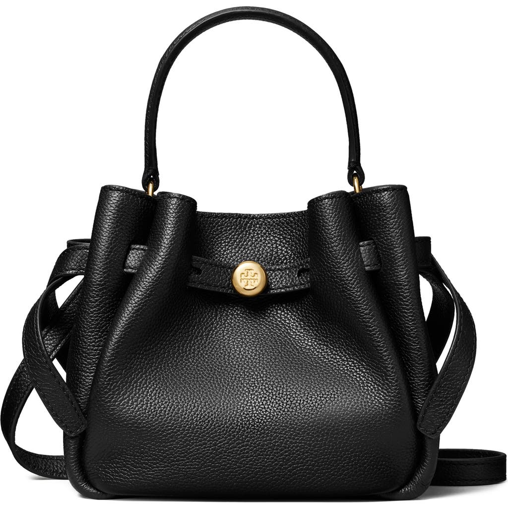 Tory Burch Mini Romy Suede Bucket Bag In Black