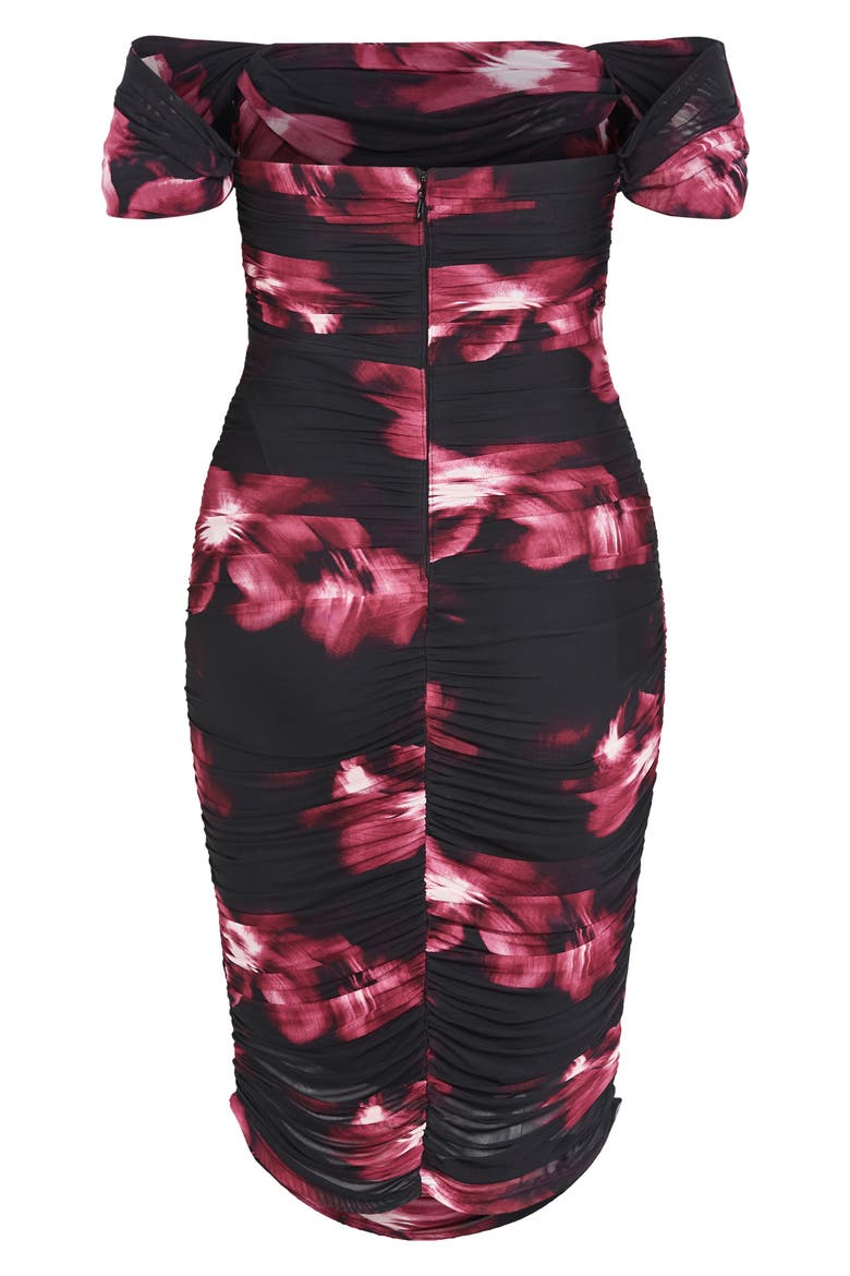 Floral Print Off the Shoulder Dress, Alternate, color, CHERRY FLORAL