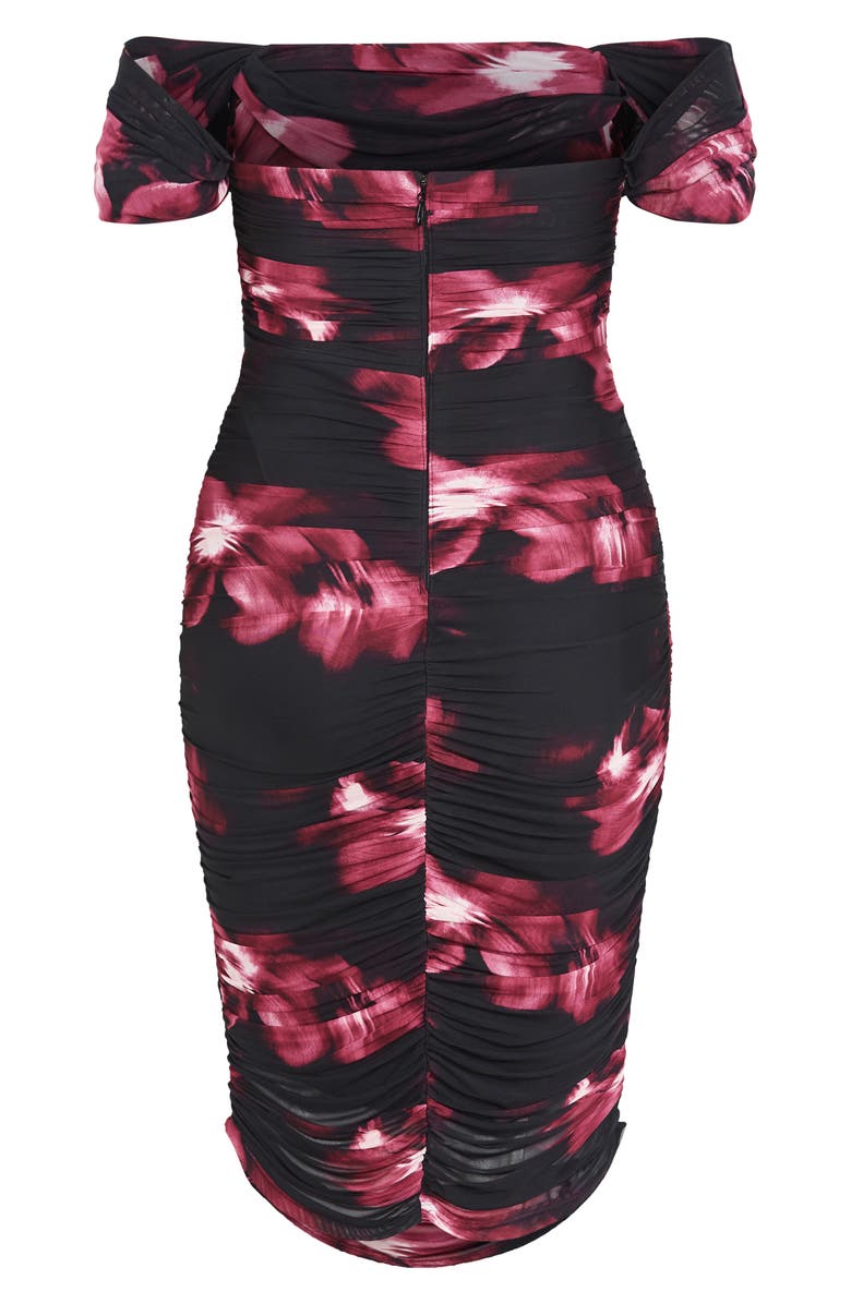 City Chic Floral Print Off the Shoulder Dress, Alternate, color, Cherry Floral