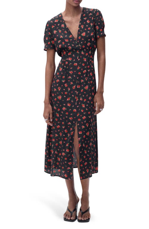 Mango Floral Print Midi Dress