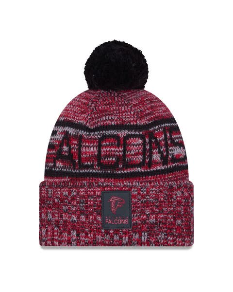 Men's New Era Red Atlanta Falcons 2025 Sideline Cold Weather Cuffed Knit Hat with Pom