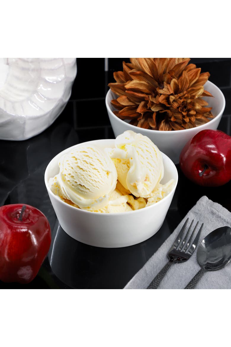 2 Piece 6.75 Inch Round Fine Ceramic Side Bowl Sets, Alternate, color, White