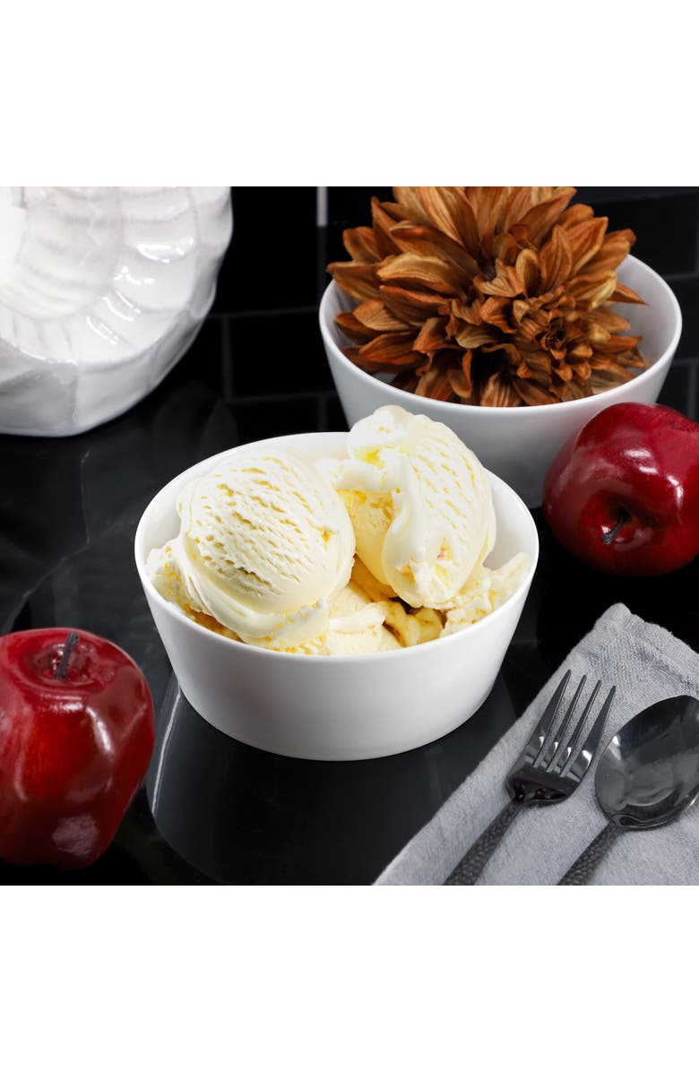 Gibson Home 2 Piece 6.75 Inch Round Fine Ceramic Side Bowl Sets, Alternate, color, White