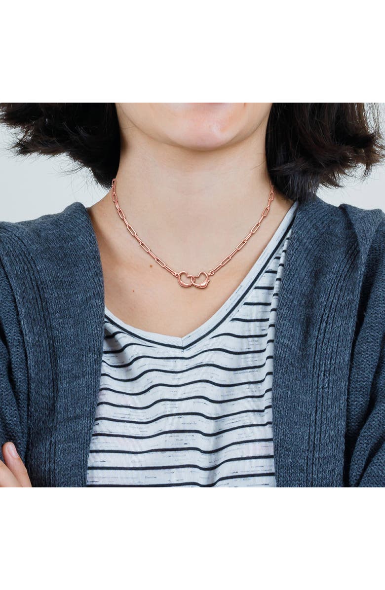 DELMAR Open Heart Paperclip Link Necklace, Alternate, color, Rose
