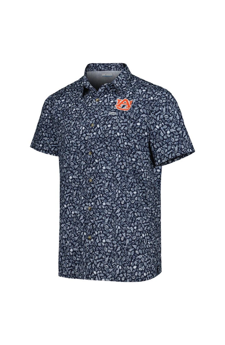 Columbia Men's Columbia Navy Auburn Tigers Super Slack Tide Omni-Shade Team Button-Up Shirt, Alternate, color, 