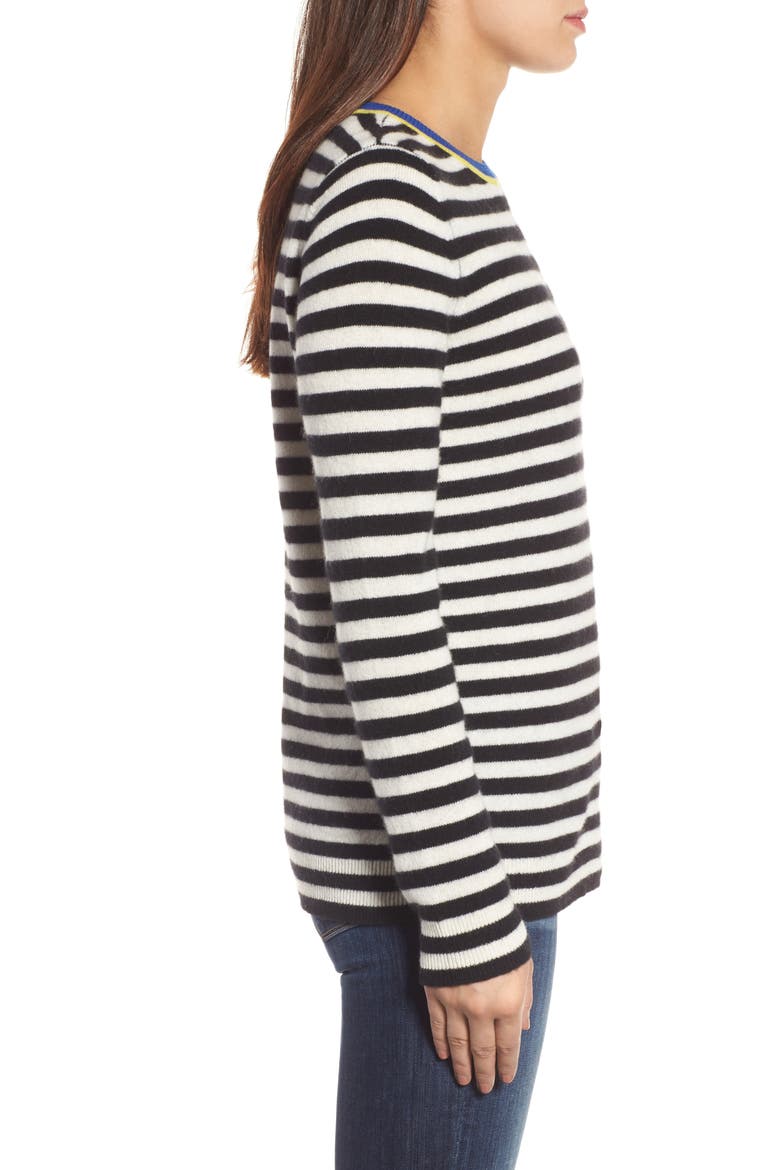 Stripe Cashmere Sweater, Alternate, color, BLACK- IVORY STAR STRIPE