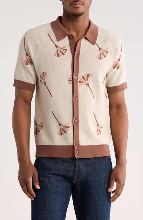 JASON WU Dandelion Raglan Sleeve Button-Up Polo Sweater