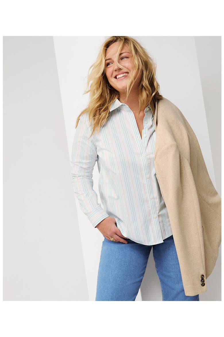 Cooling Button Front Shirt, Alternate, color, Frosted Green Multi Stripe