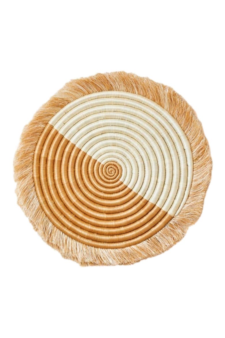 Akeza Fringe Placemat in White, Alternate, color, Cream and Natural