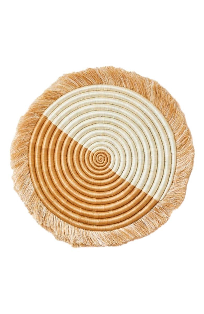 indego africa Akeza Fringe Placemat in White, Alternate, color, Cream And Natural