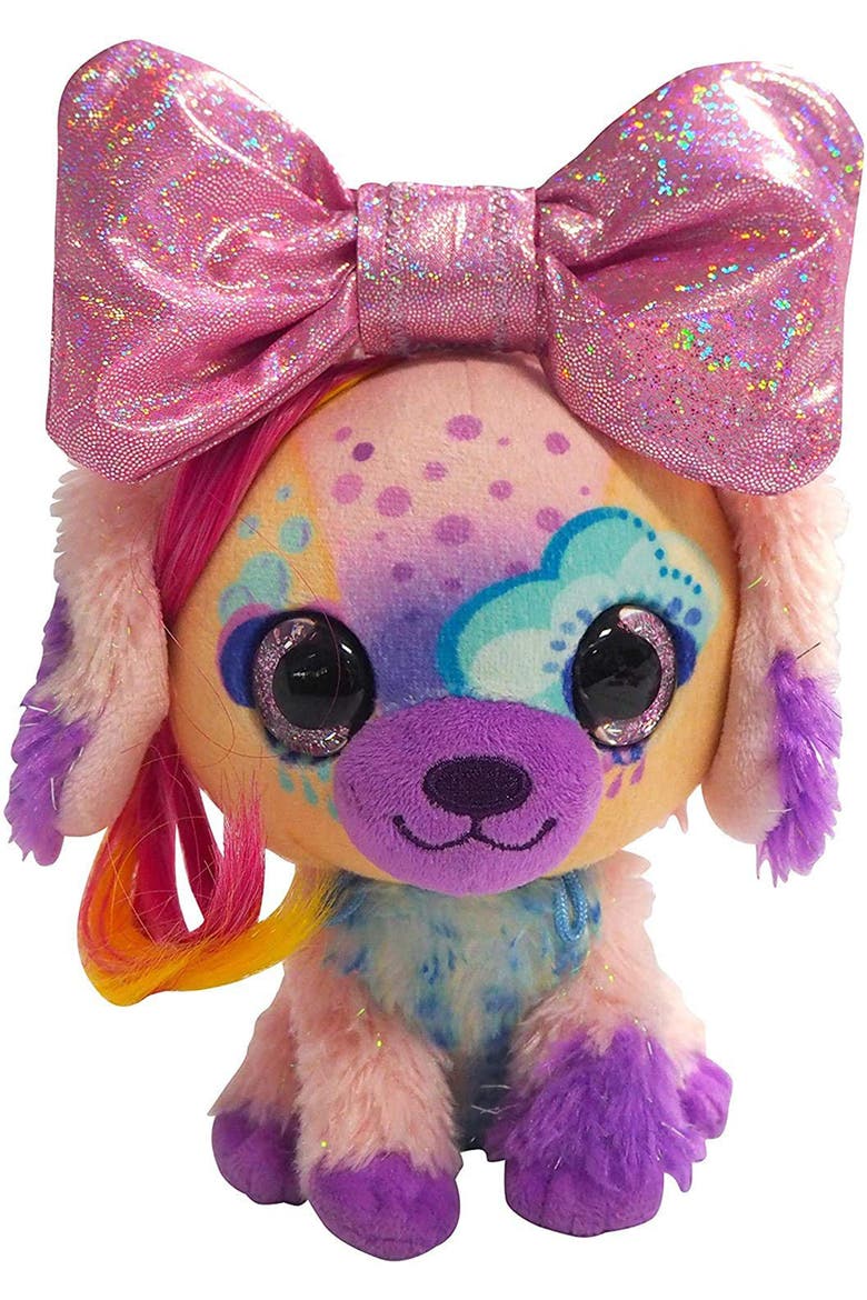 9 Inch Plush Stormy Bow Pet Dog, Main, color, Multicolored