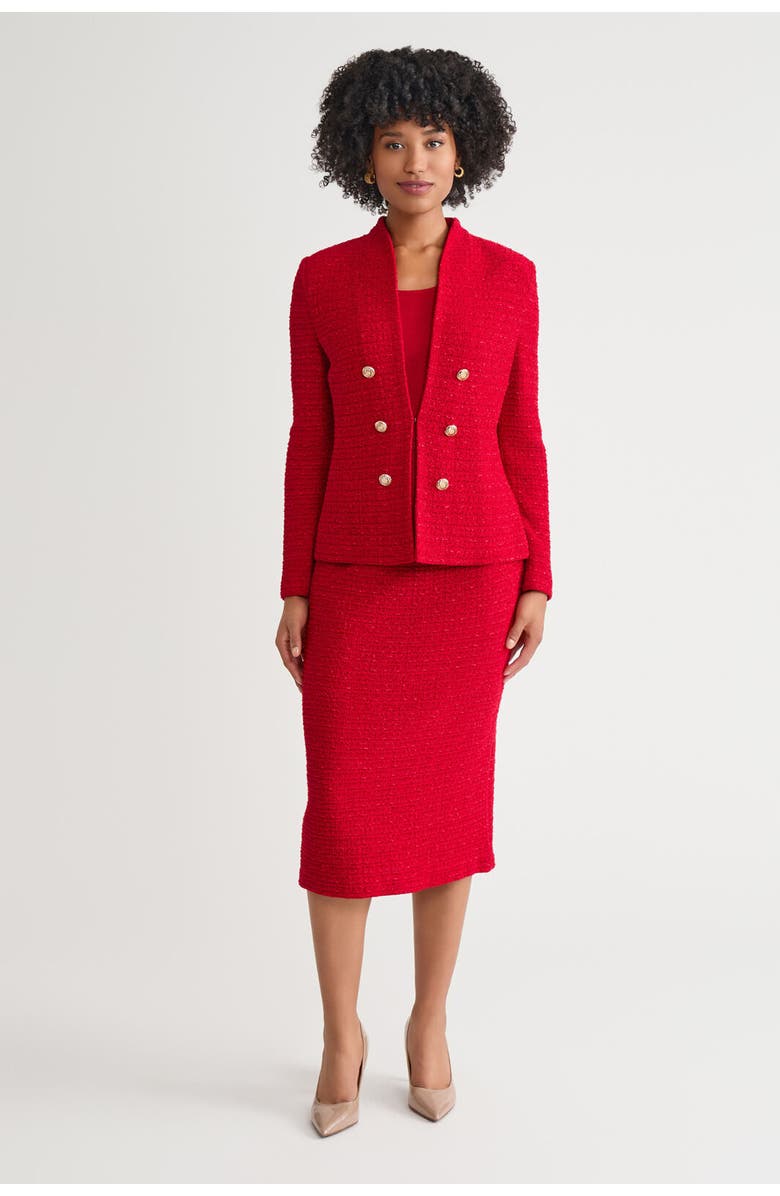 Ming Wang Tailored Tonal Eyelash Tweed Knit Jacket, Alternate, color, Holiday