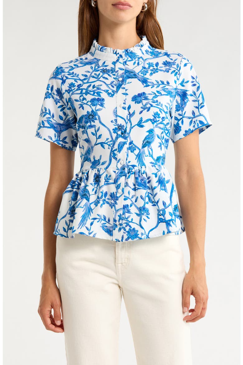 Ciela Floral Print Shirt, Main, color, WHTE-BLUES