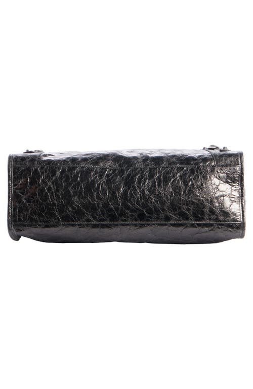 Balenciaga Le City Medium Crinkled Leather Top-handle Bag In 1251 Volcanic Rock