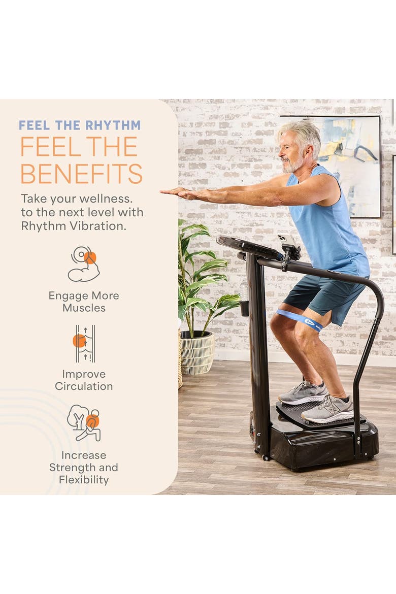 Rhythm Vibration Plate Exercise Machine with Handles & Heart Rate Monitor, Alternate, color, Black