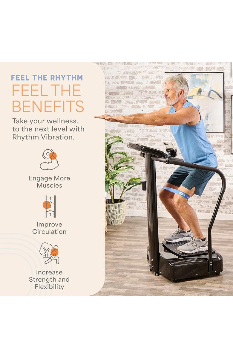 Lifepro Rhythm Vibration Plate Exercise Machine with Handles Heart Sensors, Alternate, color, Black