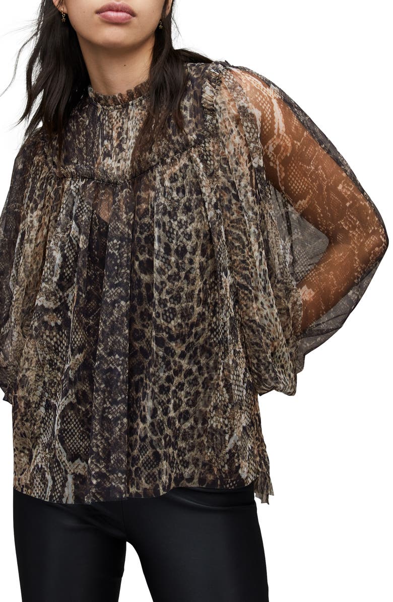 AllSaints Perri Noche Chiffon Blouse, Main, color, 