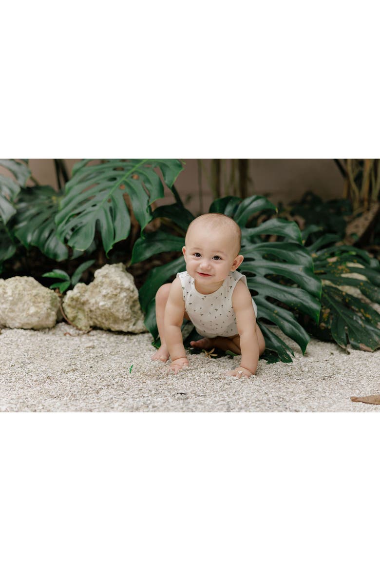 Printed Palm Trees Collection - Baby Boy Romper, Alternate, color, Ivory