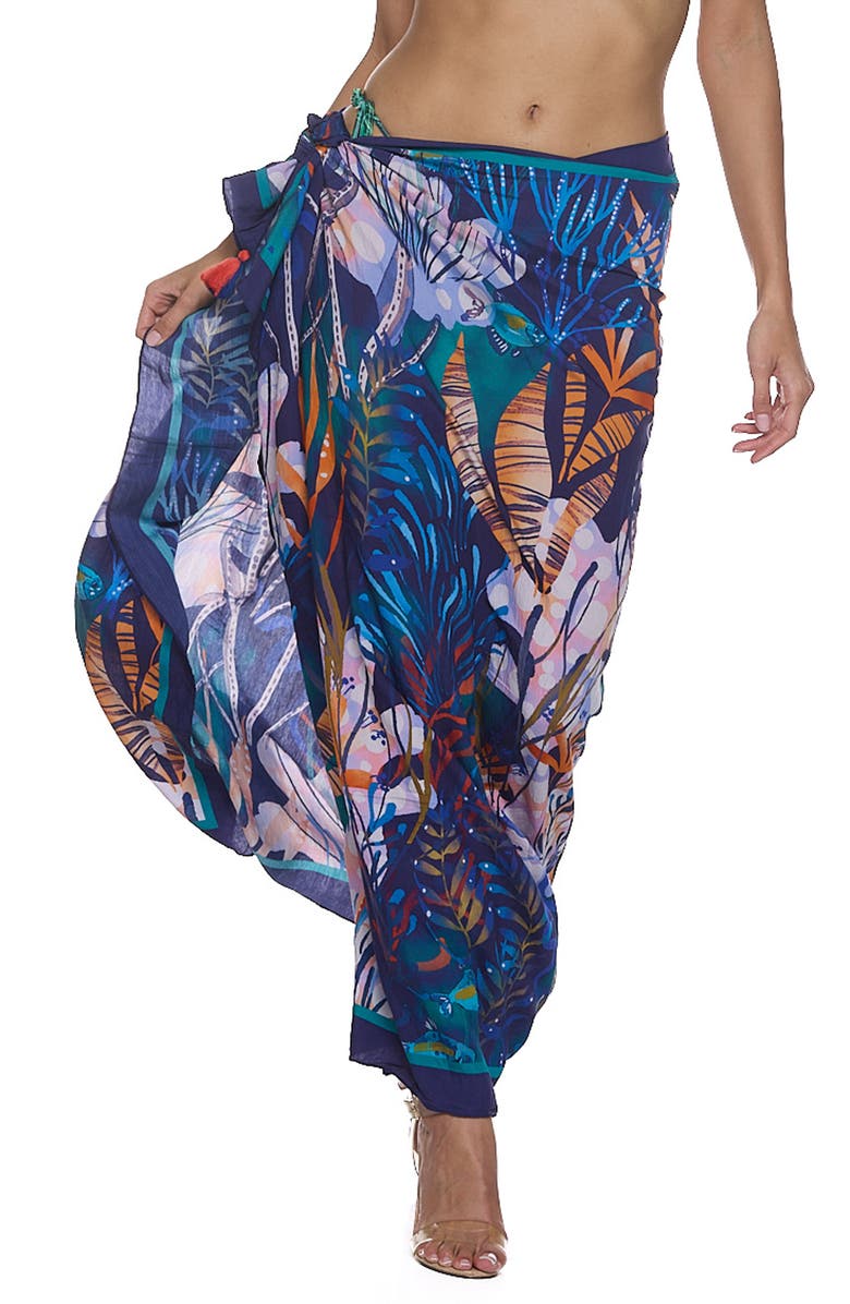 RANEES Pareo Convertible Midi Cover-Up Dress, Main, color, Navy