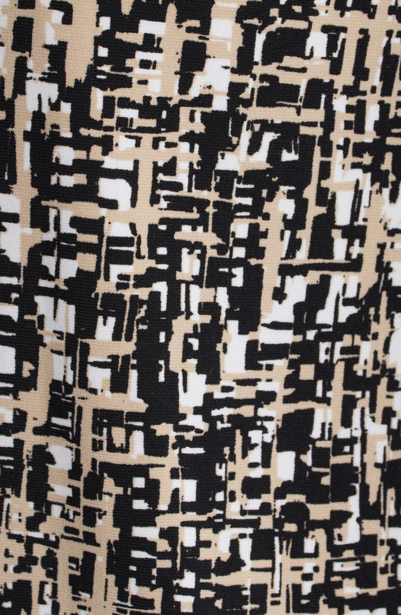 AK ANNE KLEIN Abstract Print Button-Up Shirt, Alternate, color, Anne Black/ Latte Multi