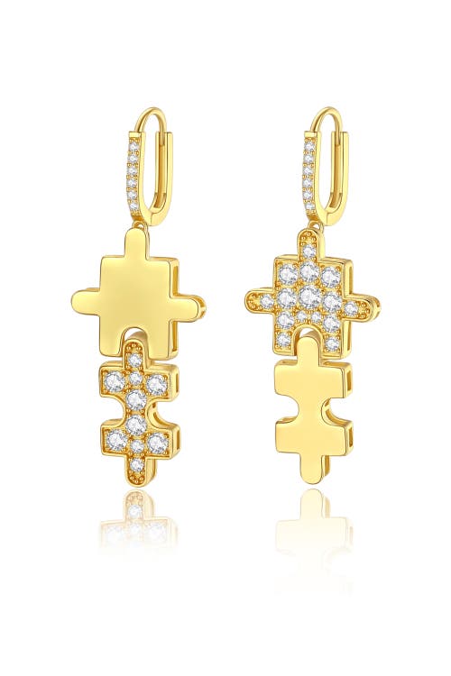 Classicharms Jigsaw Puzzle Drop Earrings In Gold