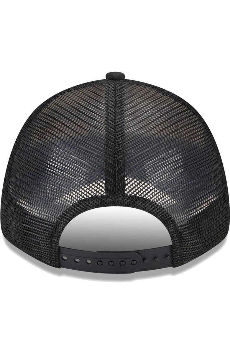 New Era Men's New Era Portland Trail Blazers Black Stripes 9FORTY Trucker Snapback Hat, Alternate, color, 