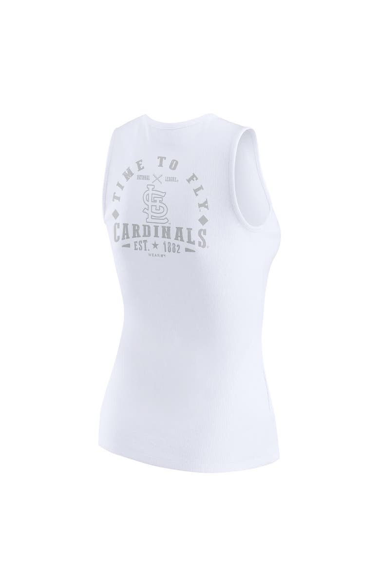 WEAR by Erin Andrews Women's WEAR by Erin Andrews White St. Louis Cardinals Rib-Knit Henley Tank Top, Alternate, color, White