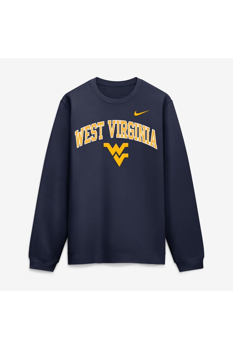 Men's Nike Navy West Virginia Mountaineers Arch Pullover Sweatshirt, Alternate, color, Navy