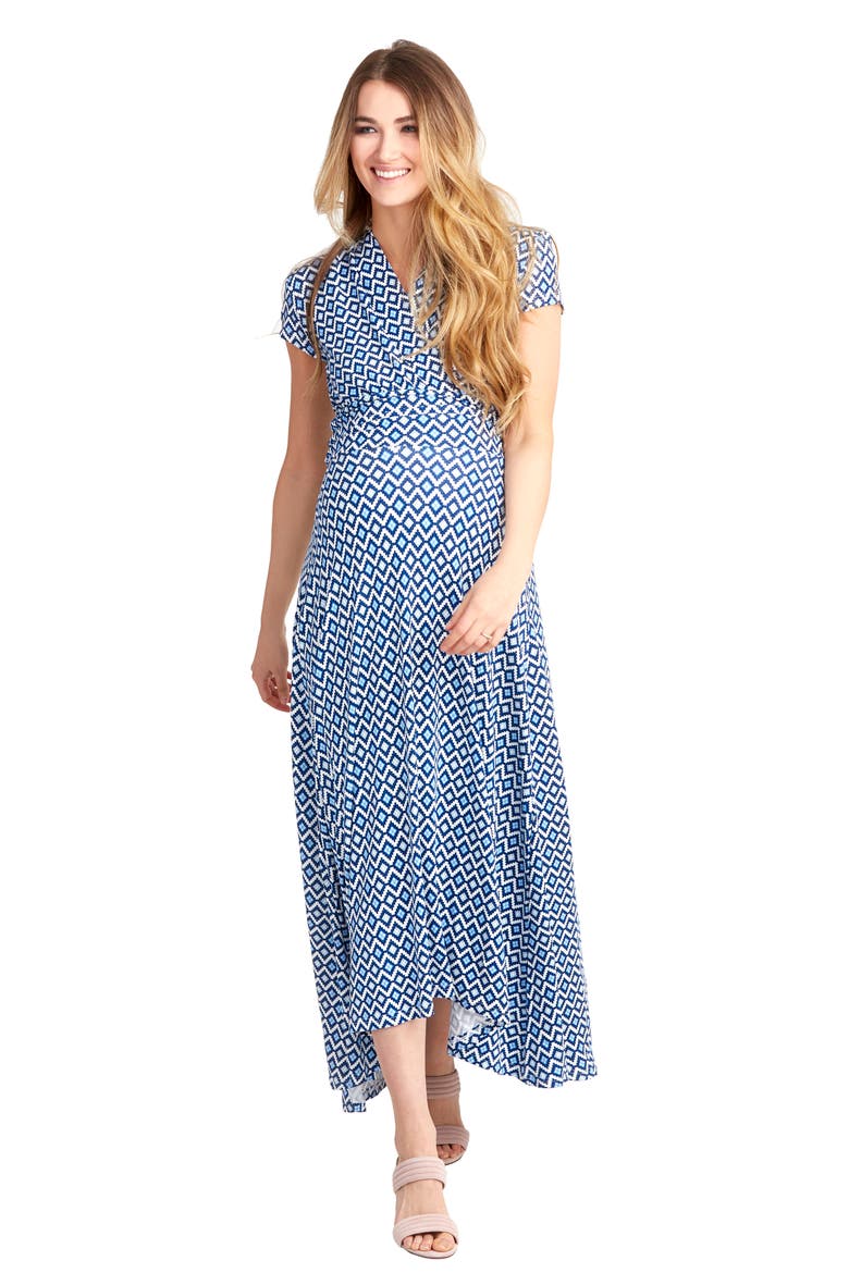 Caroline Maternity/Nursing Maxi Dress, Alternate, color, BLUE GEO