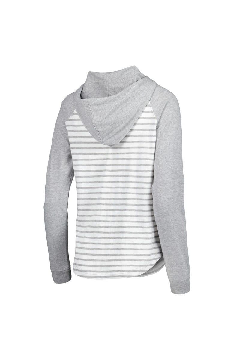 COLOSSEUM Women's Colosseum Heathered Gray/White Iowa Hawkeyes Gloria Raglan Long Sleeve Hoodie T-Shirt, Alternate, color, 