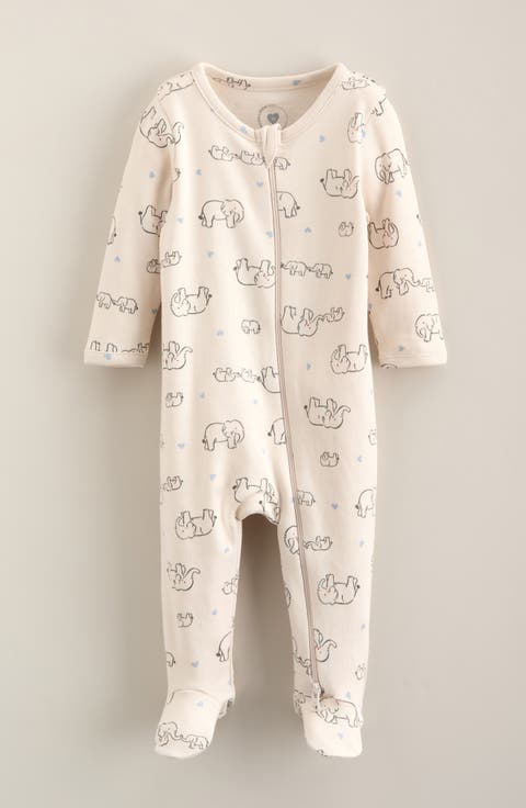 Two-Way Zip Printed Cotton Footie