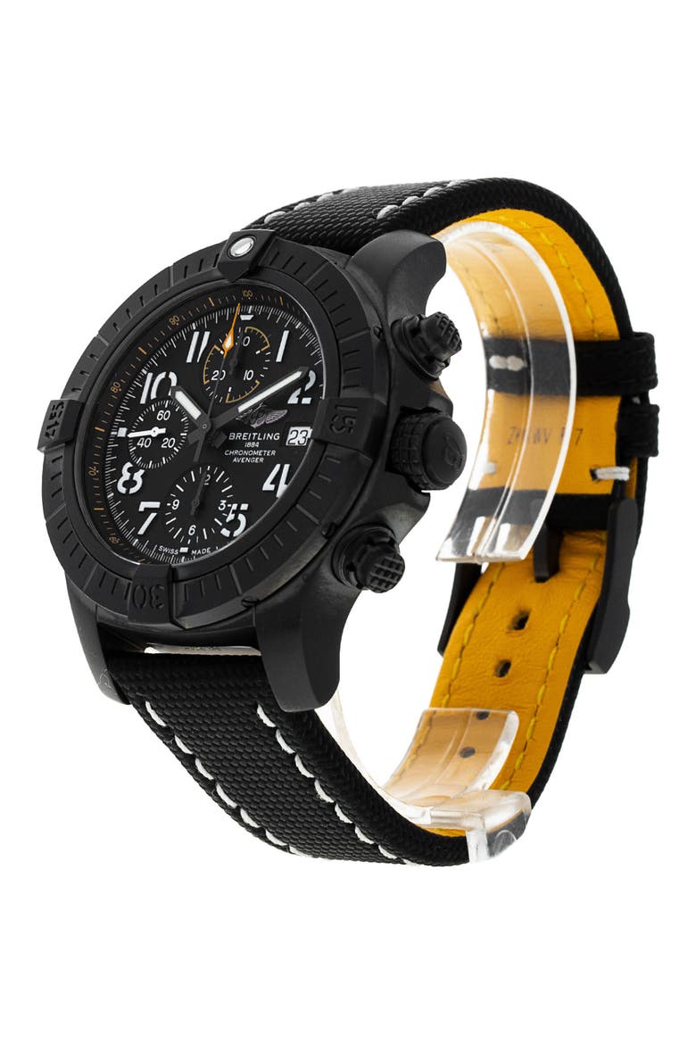 Breitling Preowned Avenger Chronograph 45 Night Mission Watch, 45mm, Alternate, color, BLACK