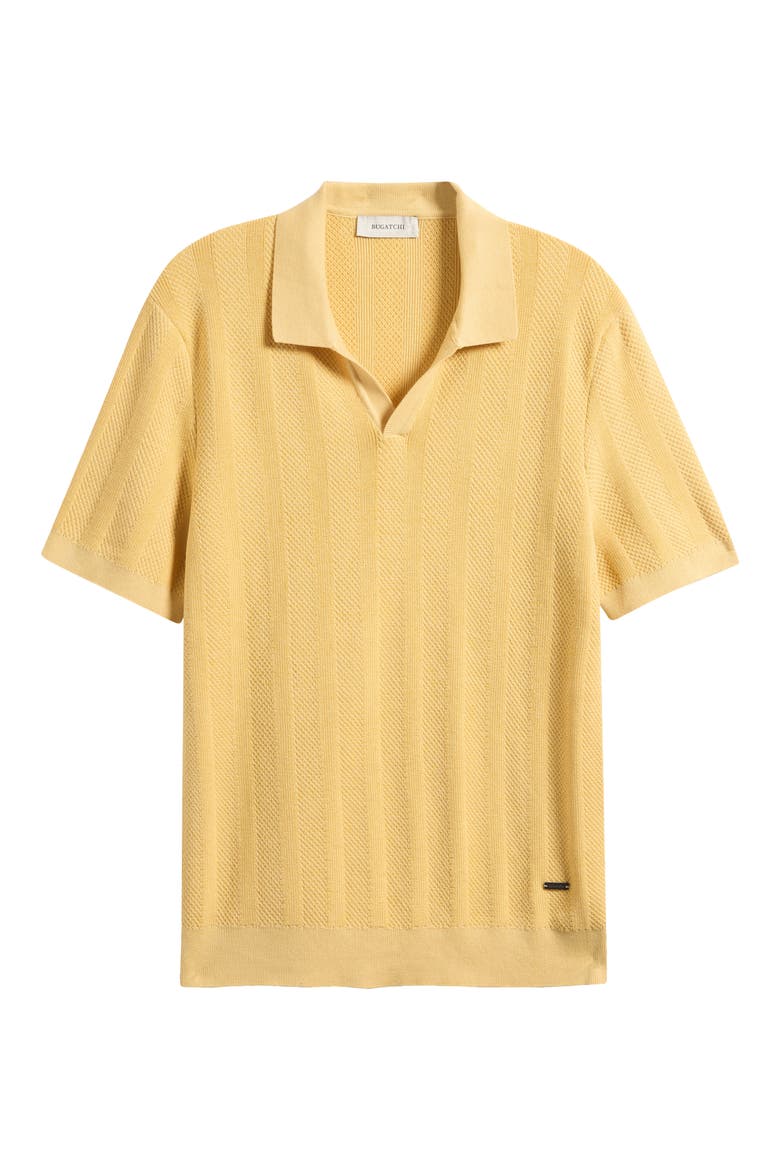 Johnny Collar Basket Stitch Cotton Blend Short Sleeve Sweater, Alternate, color, JOJOBA