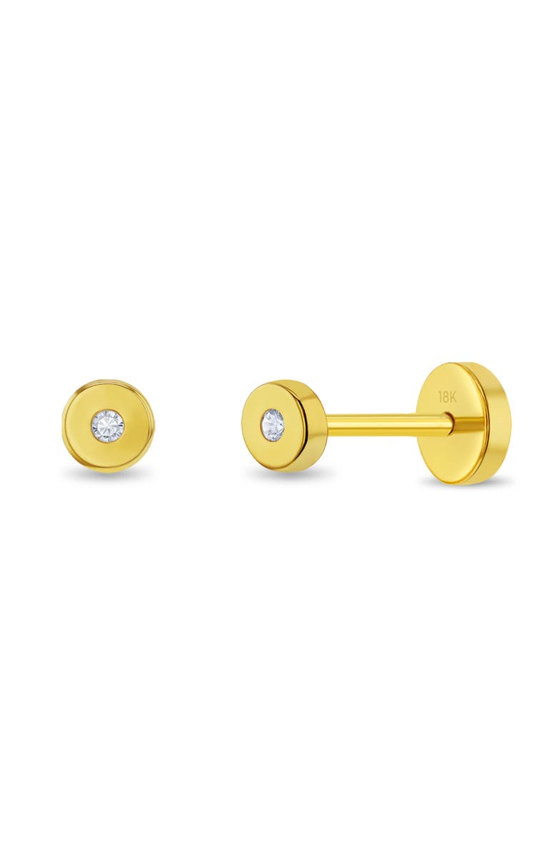 In Season Jewelry 18k Round Bezel Girl Earrings, Alternate, color, Gold
