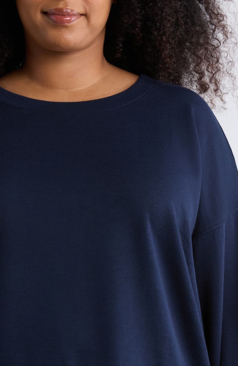 Eileen Fisher Crop Organic Cotton Sweatshirt, Alternate, color, Ink