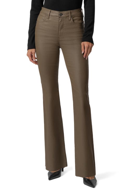 Stella Coated Raw Hem High Waist Flare Jeans