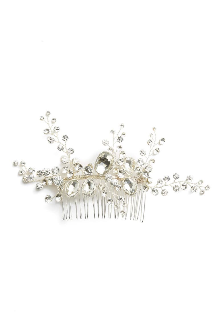 'Angelic' Crystal Hair Comb, Main, color, SILVER CLEAR