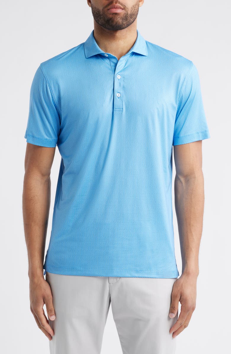 johnnie-O Marlin Microprint Featherweight Performance Polo, Main, color, Palisades Blue