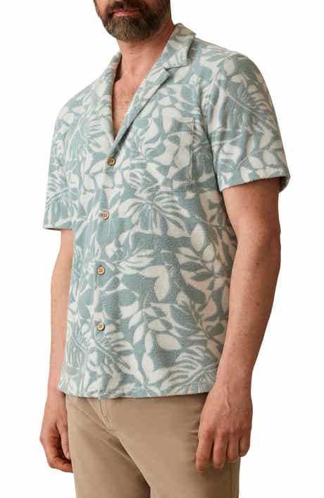 Faherty Cabana Floral Short Sleeve Terry Cloth Button-Up Shirt