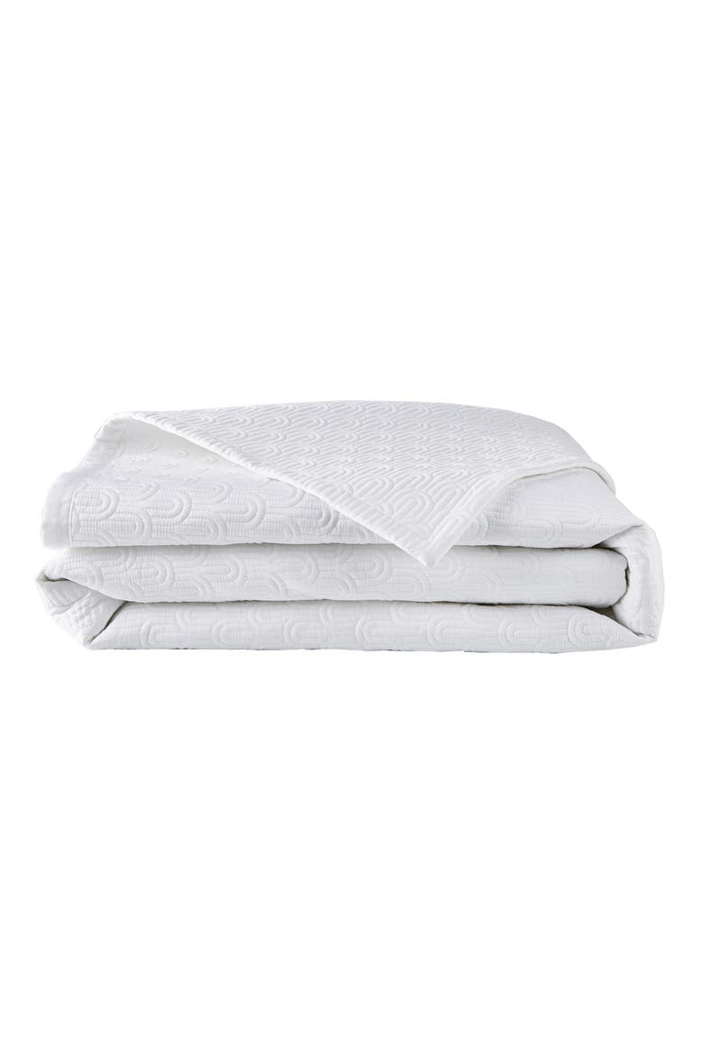 Quilted Scallop Coverlet - Full/Queen, Alternate, color, WHITE