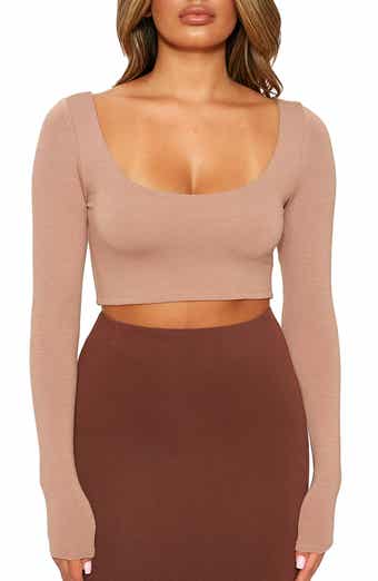 Naked Wardrobe Scoop Neck Crop Top