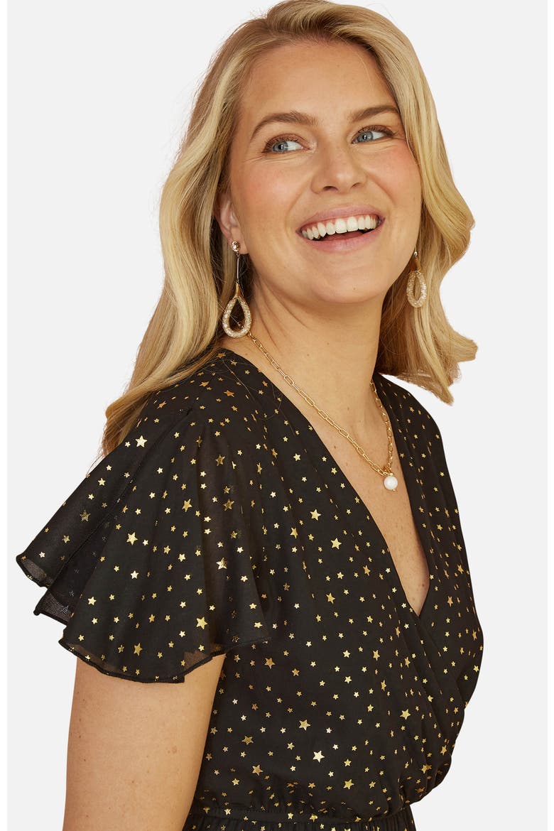 Skater Dress With Mini Star Foil Print, Alternate, color, Black
