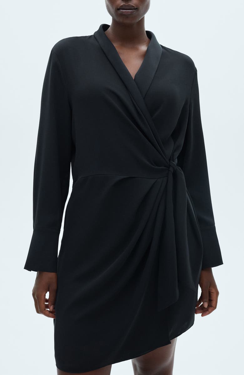 MANGO Long Sleeve Wrap Dress, Alternate, color,