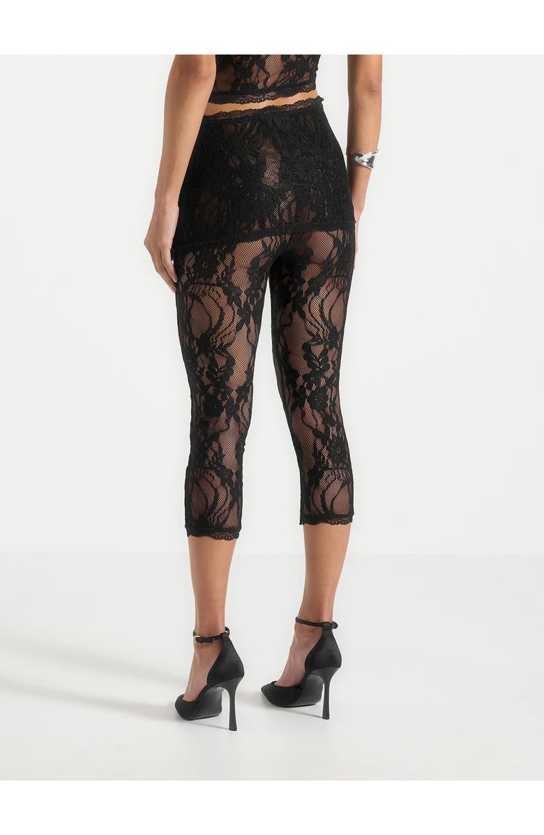 Manière De Voir Aimee Lace Asymmetric Capri Leggings, Alternate, color, Black