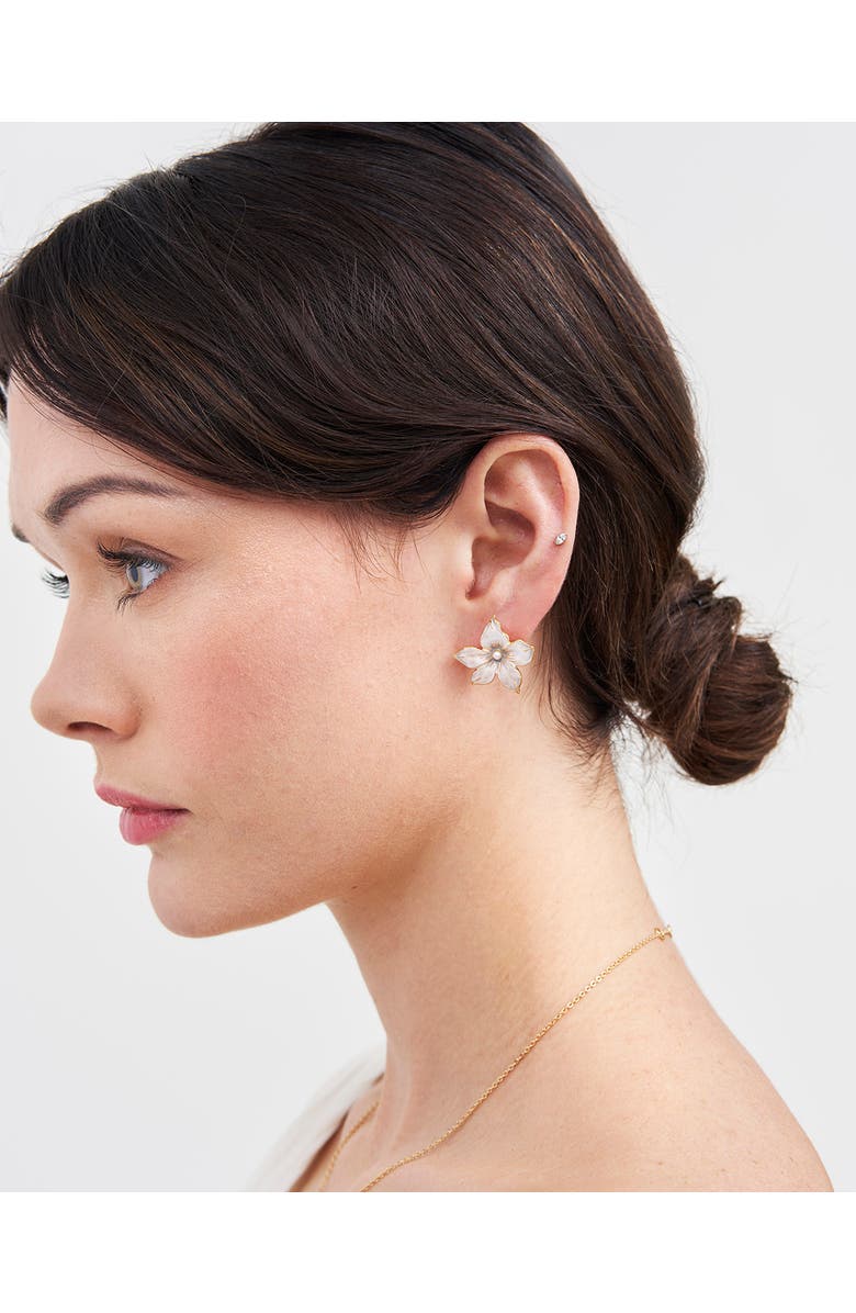 Fable England Jasmine & Pearl Oversized Stud Earrings, Alternate, color, Gold