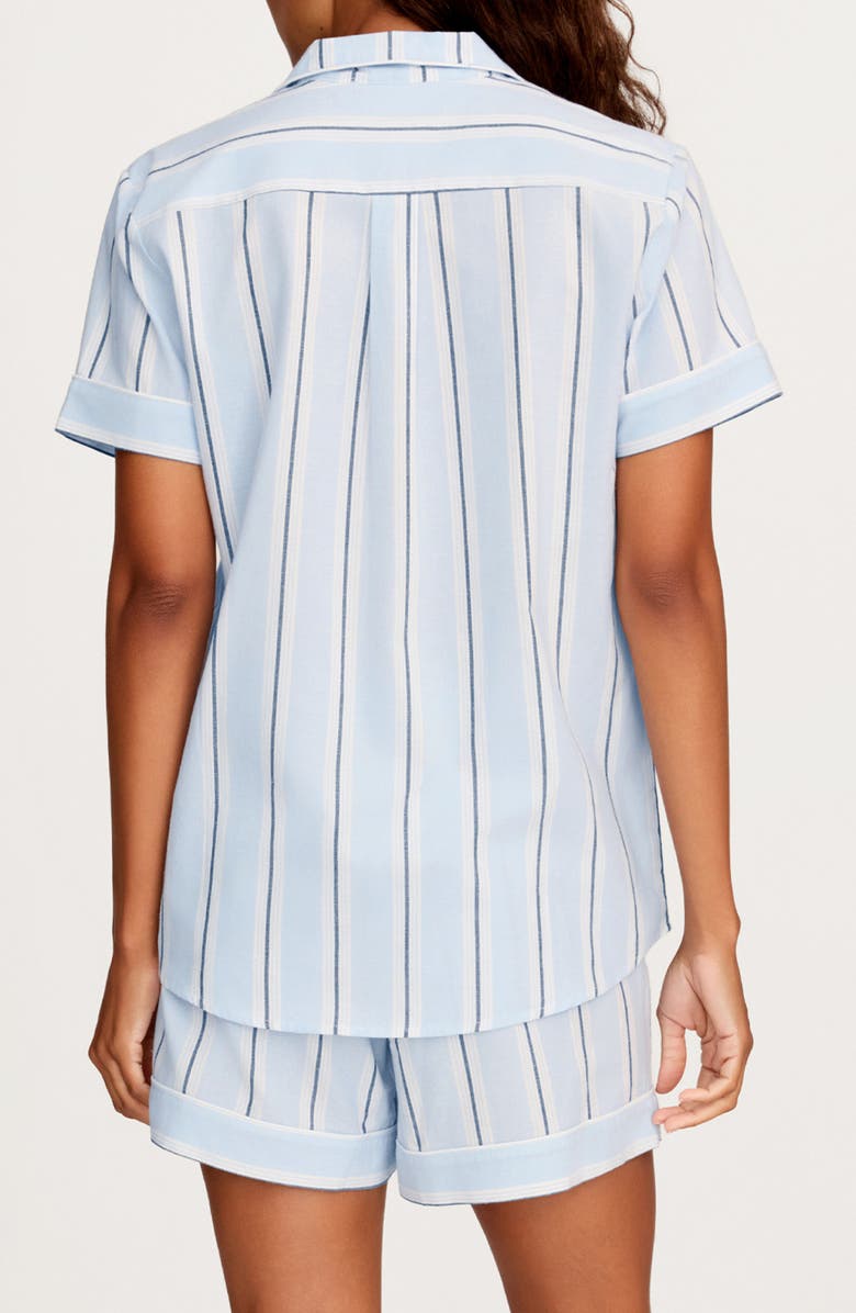 Petite Plume Coastal Stripe Cotton Twill Short Pajamas, Alternate, color, Blue