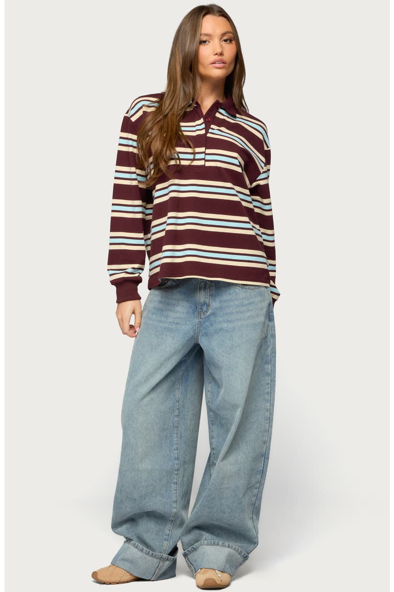 Renya Stripe Rugby Shirt, Alternate, color, BURGUNDY