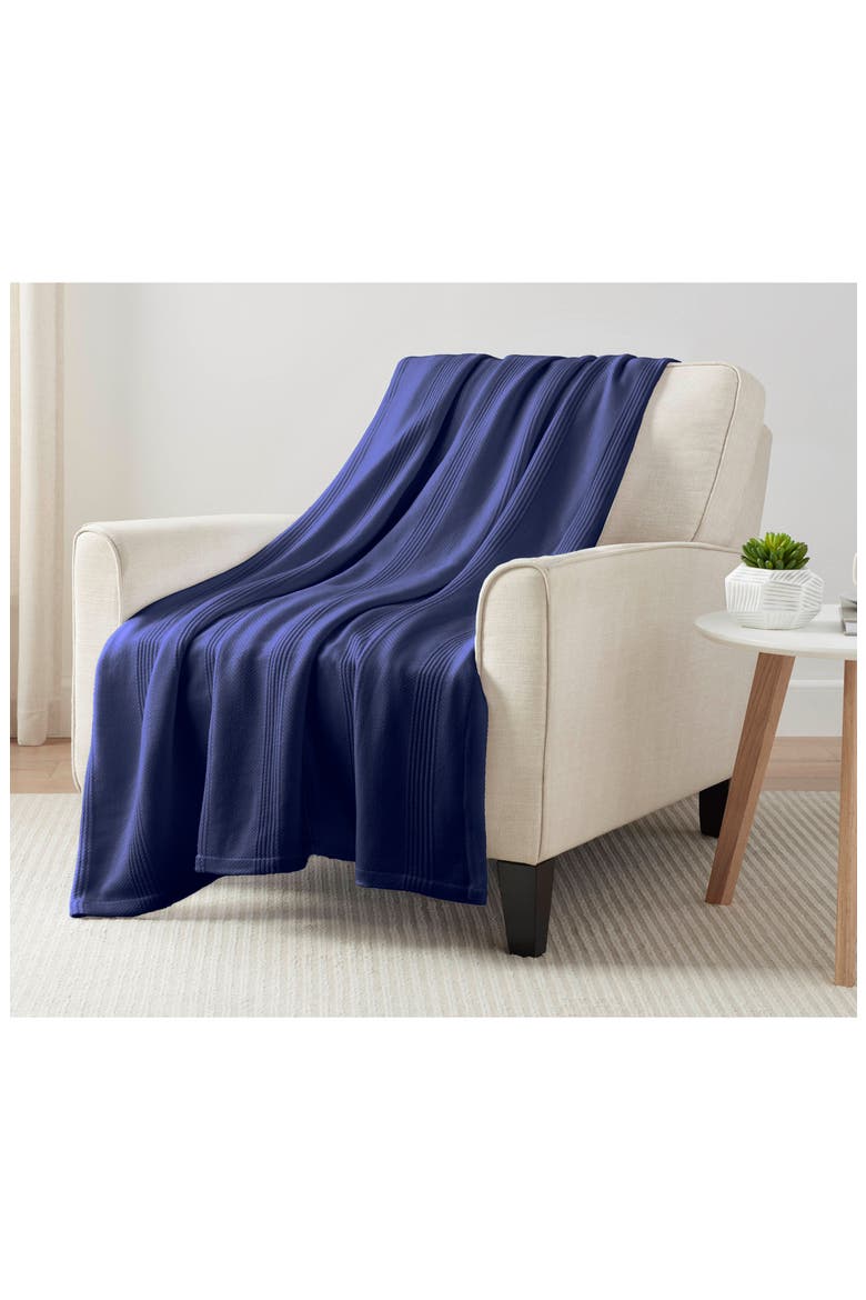 Textured Cotton Throw Blanket, Alternate, color, NAVY