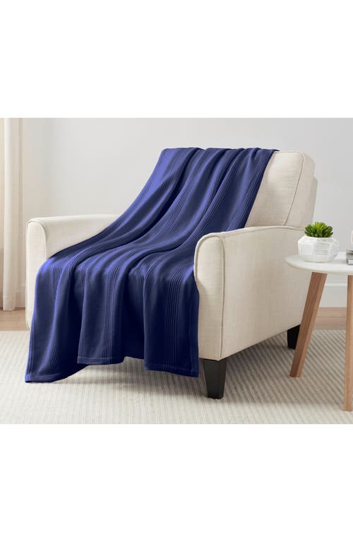 Vellux Textured Cotton Throw Blanket In Blue